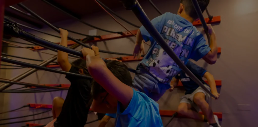 School group participating in adventure challenges at TEPFactor Dubai