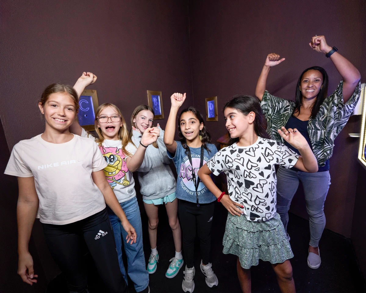 Group of girls celebrating a birthday party at TEPfactor indoor adventure venue